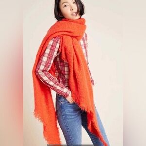 Vibrant Orange/Red Textured Soft Scarf Anthropologie